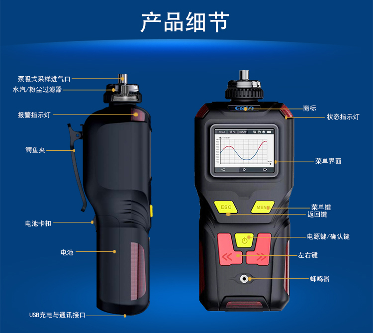 便攜泵吸式可燃氣體檢測報警儀